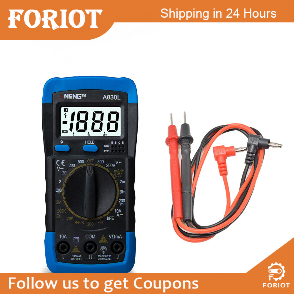 Foriot LCD Digital Multimeter A830L AC DC Voltage Diode Freguency Multitester Current Tester Luminous Display with Buzzer Function