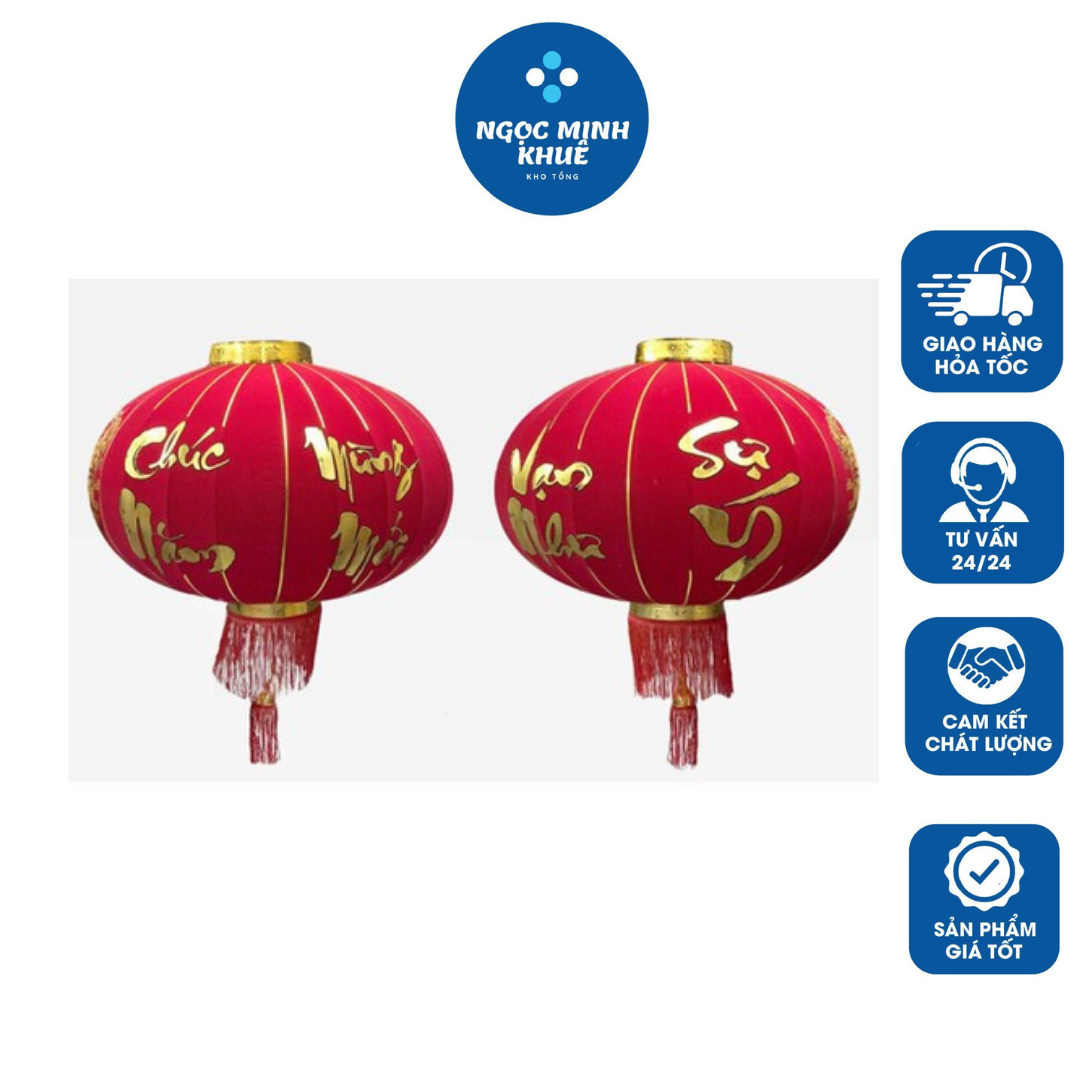 Đèn lồng, đèn lồng nhung đỏ trang trí lễ hội kích thước 60cm - 80cm, đèn lồng đỏ treo tết
