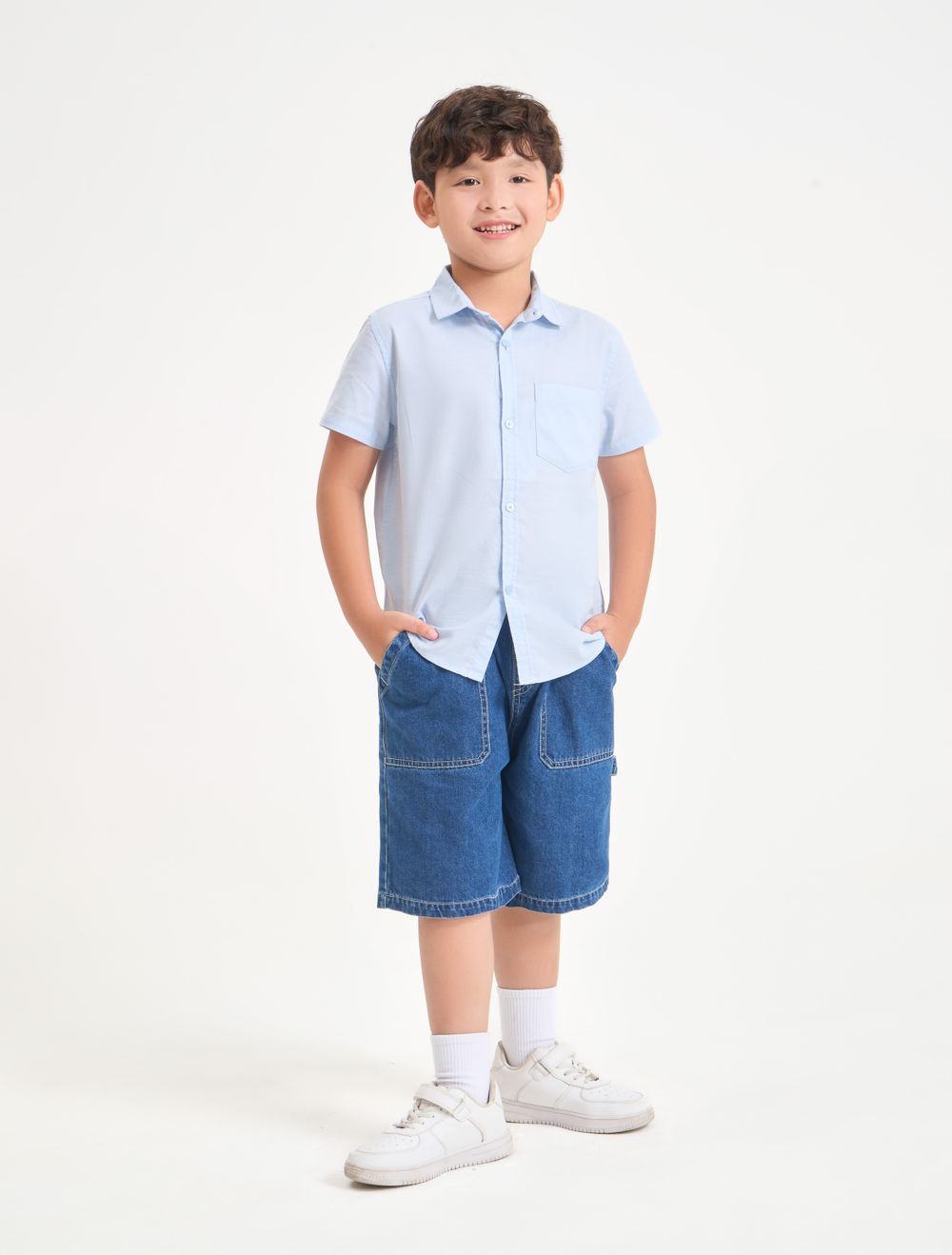 [CHỈ 5.11 VOUCHER TỚI 500K] Áo sơ mi bé trai CANIFA cotton cộc tay 2TH24A001