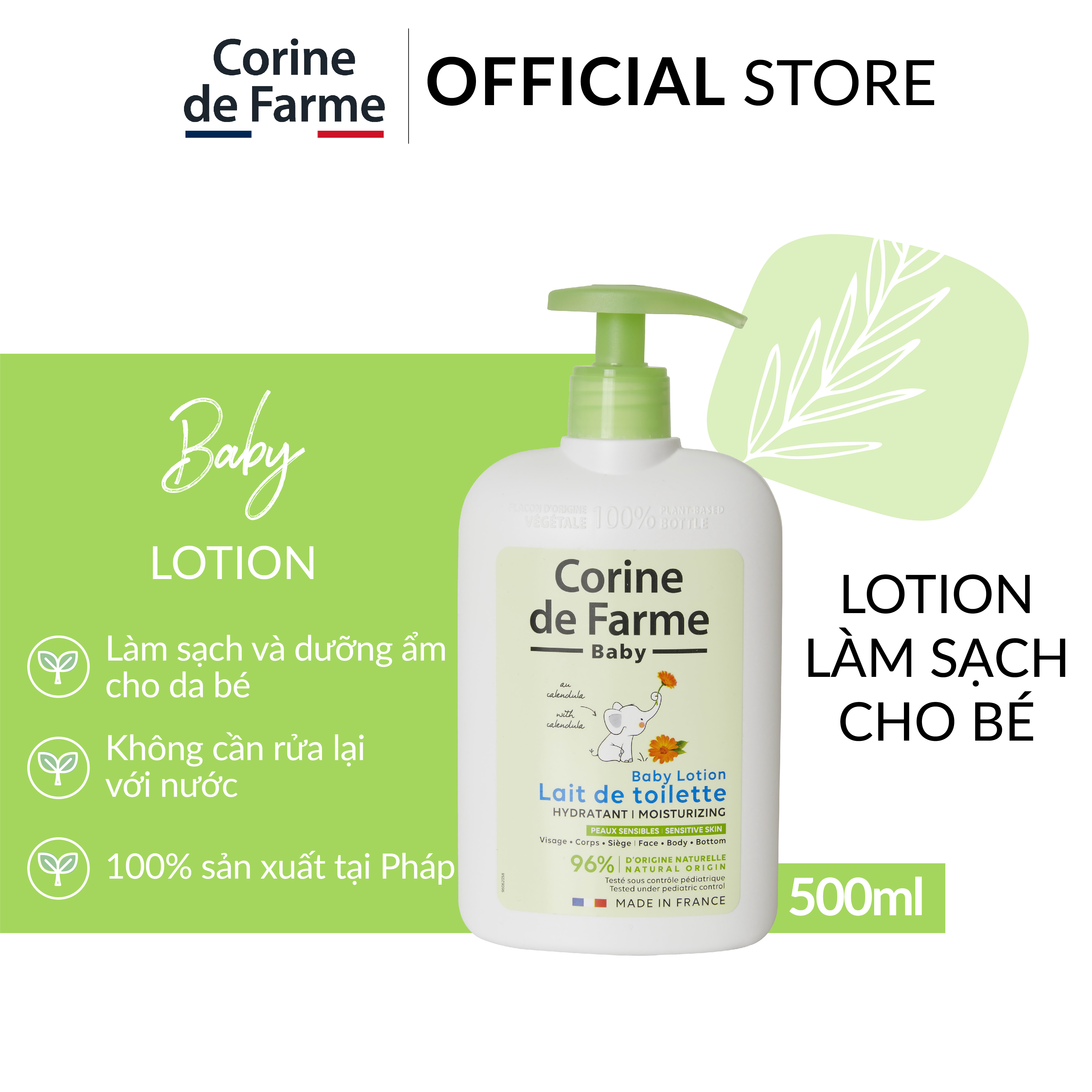 Lotion cho bé Corine de Farme Baby Lotion 500ml