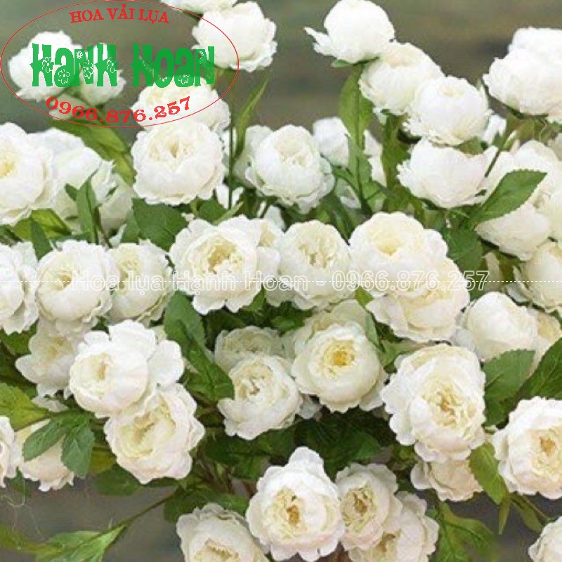 Cành hoa Hồng trà 7 bông cao 70cm- hoa lụa cao cấp