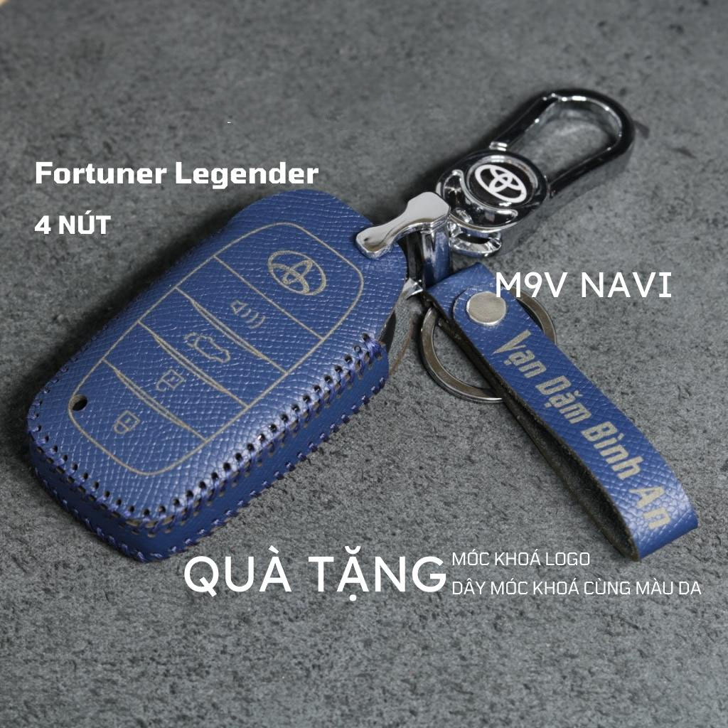Bao da bọc ốp chìa khoá xe ô tô Toyota Fortuner Legender 2022, da bò nhiều màu, khâu thủ công
