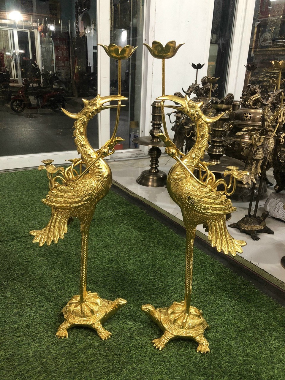 Đôi hạc đồng vàng cao cấp kích thước 45cm, 50cm, 60cm