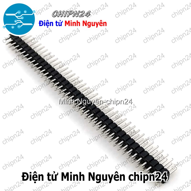 [2 cây] (H55) Hàng rào Đực Đôi Thẳng 2.54MM 2x40p Đen (Jump, Header) - HH000519