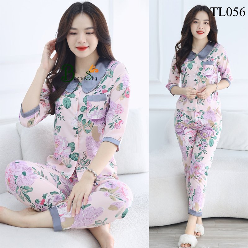 Quần áo nữ họa tiết kẻ sọc caro, đồ mặc ở nhà chất liệu nhẹ mát, đơn giản đẹp