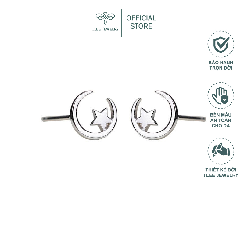 Khuyên tai bạc nữ TLEE trăng sao basic cá tính TleeJewelry B0192
