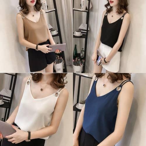 Áo hai dây phi bóng phối khoen thời trang TTKX0535