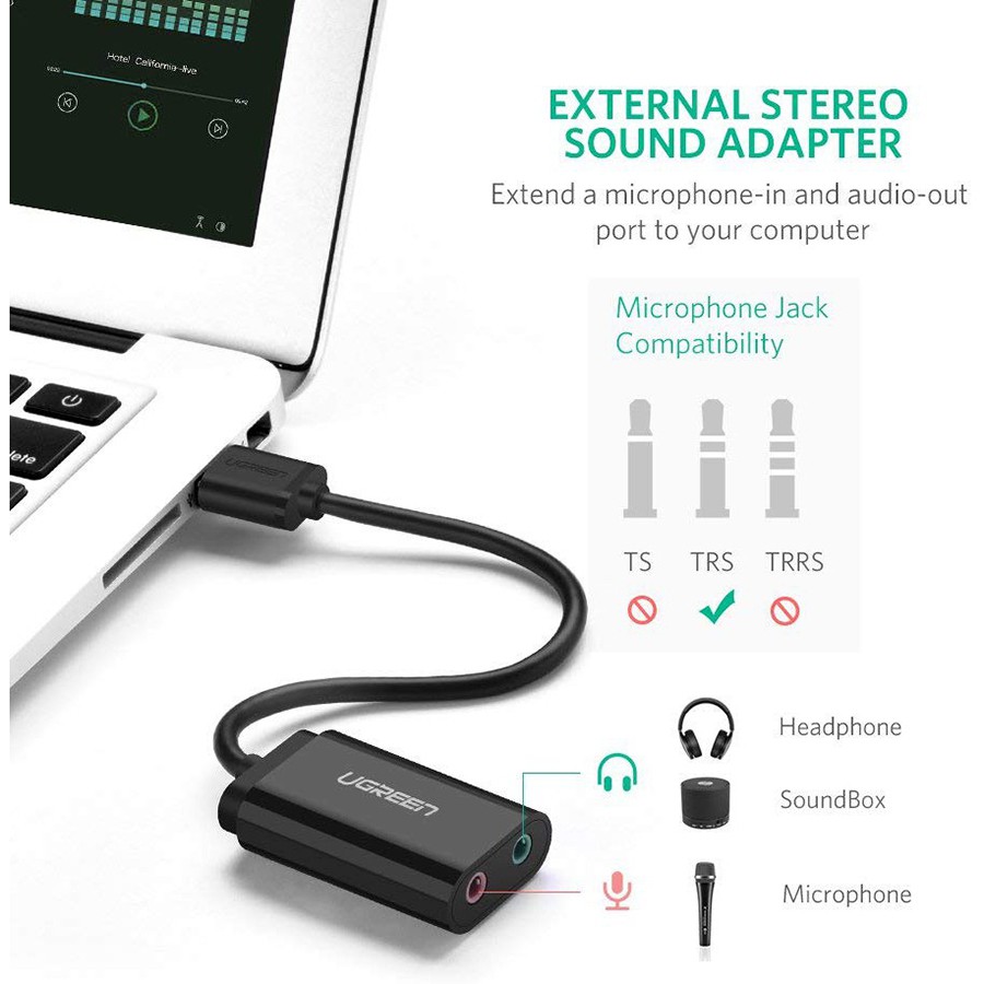 Ugreen 30724 - Cáp USB 2.0 ra Loa và Mic  - HapuStore