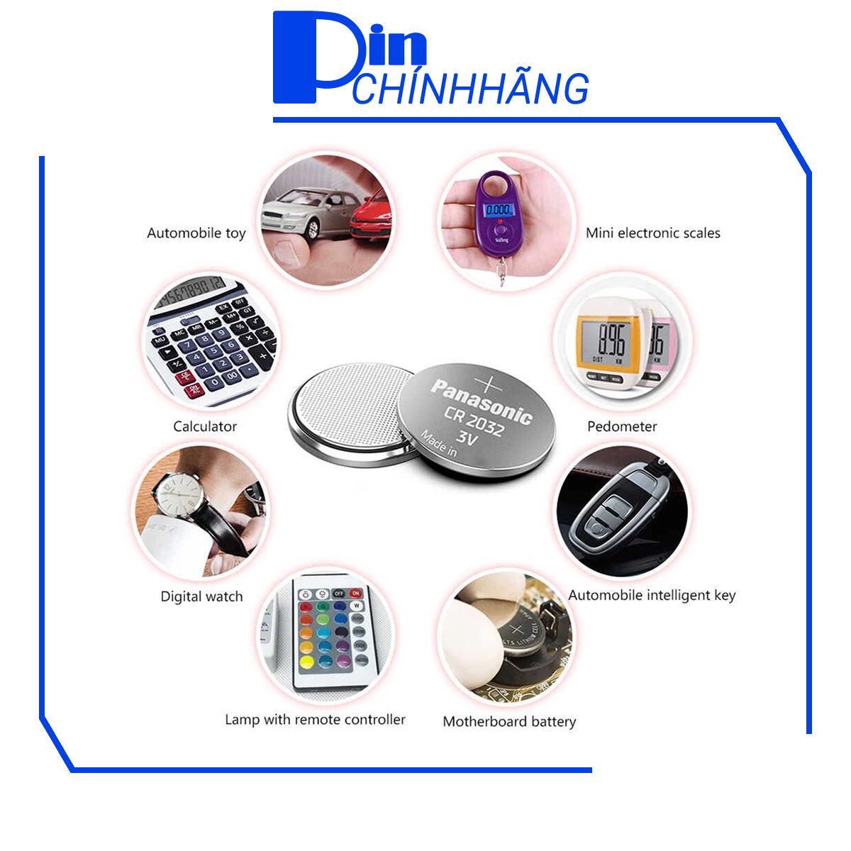 Vỉ 4 Pin Panasonic CR2032 Lithium 3V chính hãng (Pin CMOS, đồng hồ, remote, smartkey, v.v...)