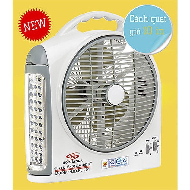 Quạt Sạc HONJIANDA HJD-FL203 LED (2 Bình ắc quy)