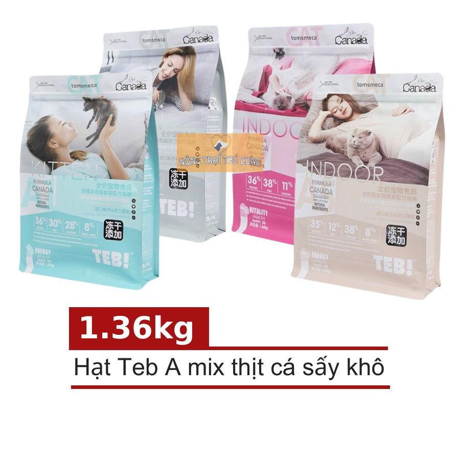 Hạt Cho Mèo TEB A Mix Thịt Cá Sấy Khô - Đủ 4 Vị - [Nông Trại Thú Cưng]