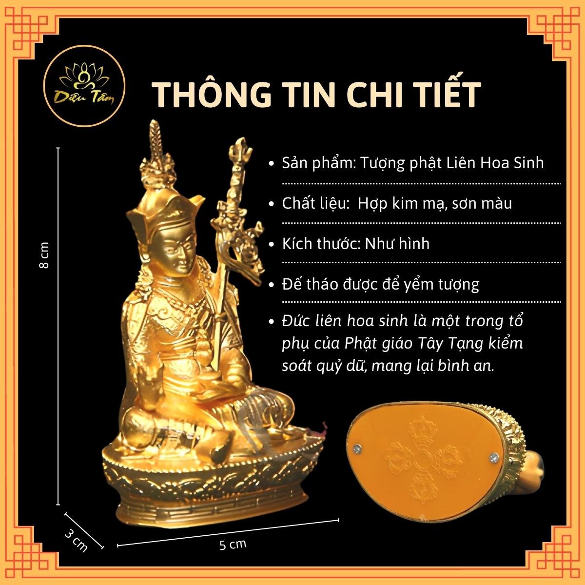 Tượng Liên Hoa Sinh - Tượng Phật Mật Tông đồ thờ cúng Diệu Tâm