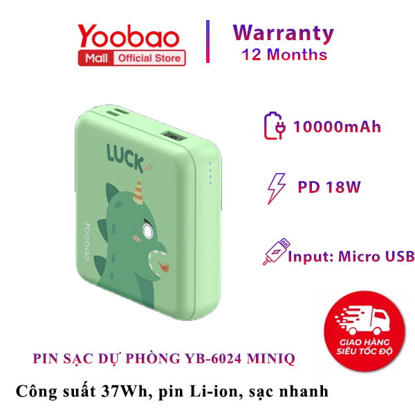 Pin Sạc Dự Phòng YB-6024 miniQ Yoobao - Sạc Nhanh PD18W - Dung Lượng 10000mAh - Sạc cho nhiều dòng điện thoại IPHONE 7/8/X/XS/12/13/14 PROMAX/SAMSUNG/LG/VIVO/OPPO....- Bảo Hành 12 Tháng - Lỗi 1 đổi 1