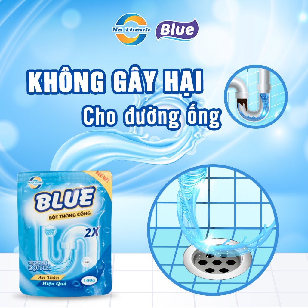 Bột Thông Cống Blue Hàn Quốc túi 100G, Combo 5 Gói