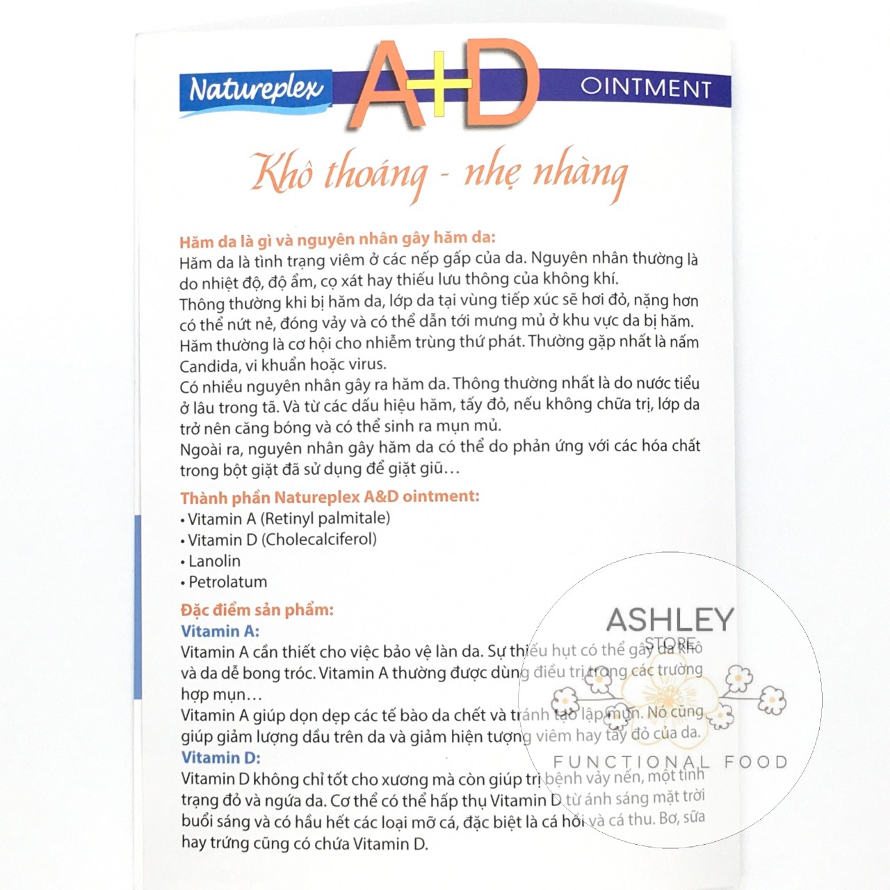 Kem Chống Hăm A-D Ointment NATURE PLEX (Tuýp 42.5gr) - USA