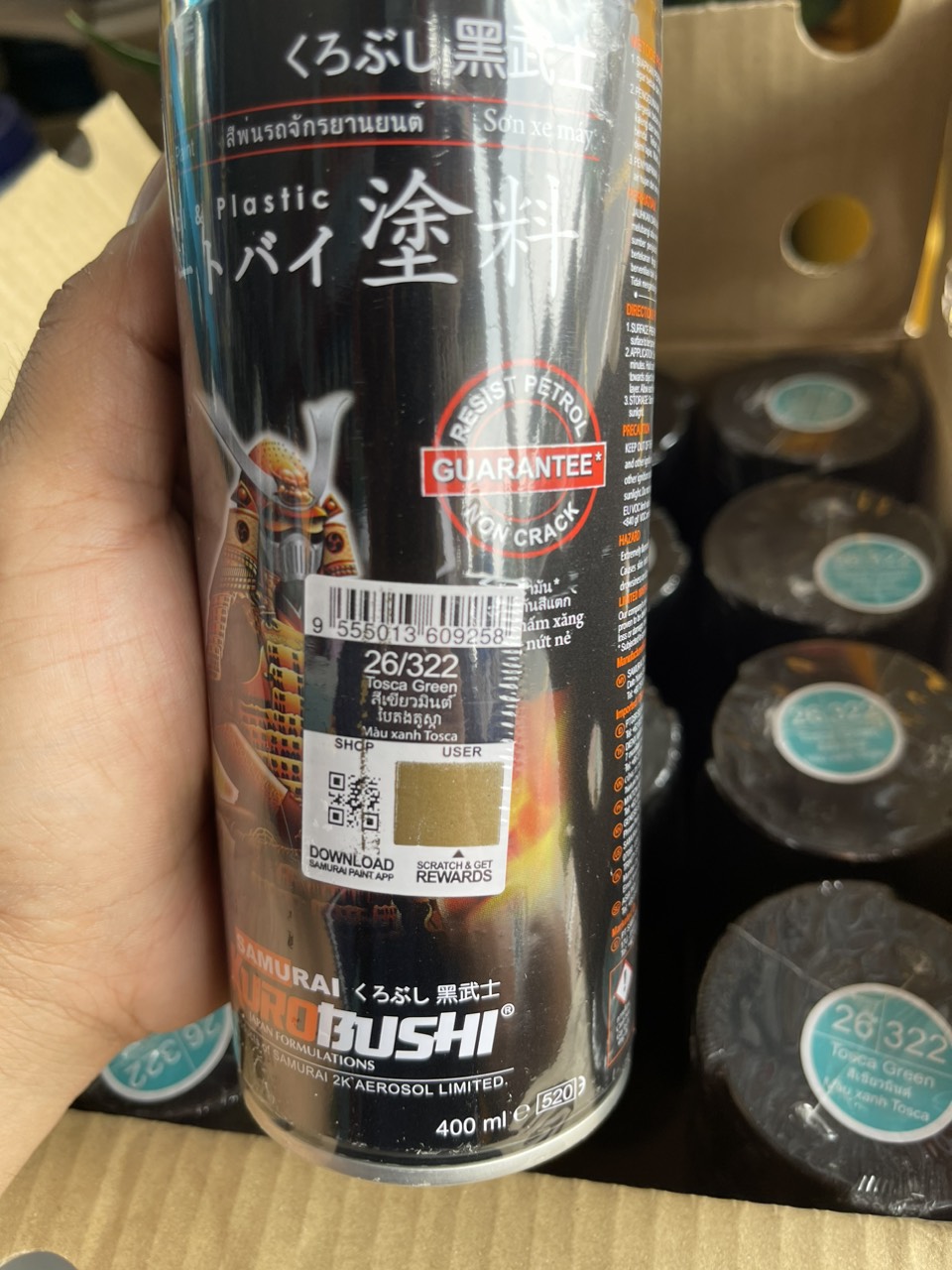 Sơn xịt Samurai Màu xanh Tosca - 322 (nitron) 400ml