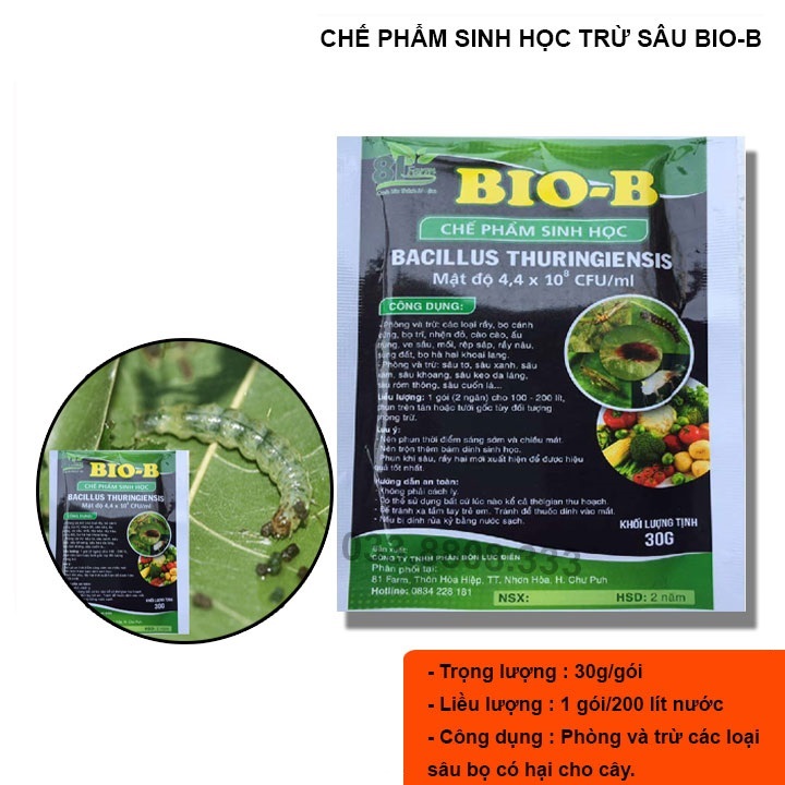 3 gói chế phẩm trừ sâu sinh học bio-b gói 30g - an toàn và chất lượng