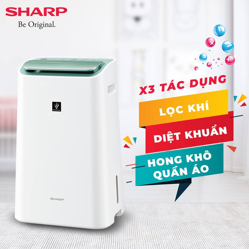 Máy lọc không khí và hút ẩm Sharp DW-E16FA-W (38m²/16lít)