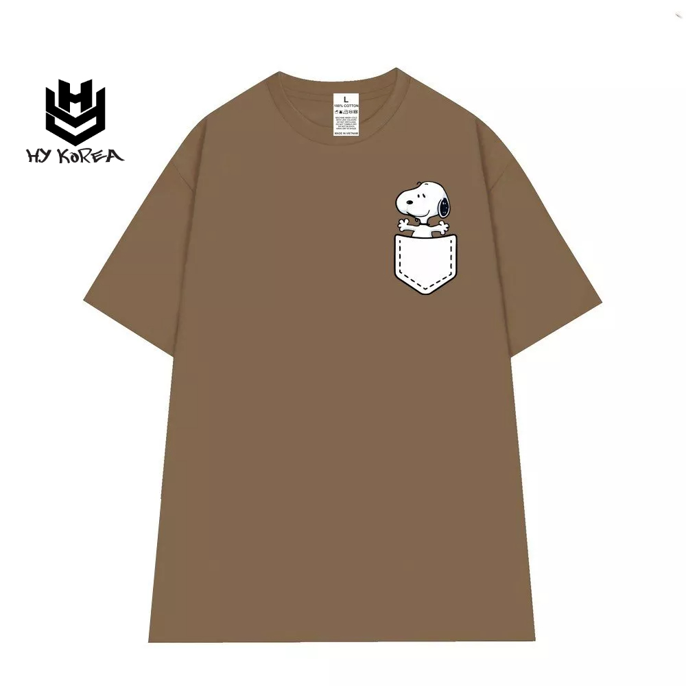 Áo thun HYKOREA Basic Cotton 100% Nam Nữ Form Oversized Logo Snoopy 1304