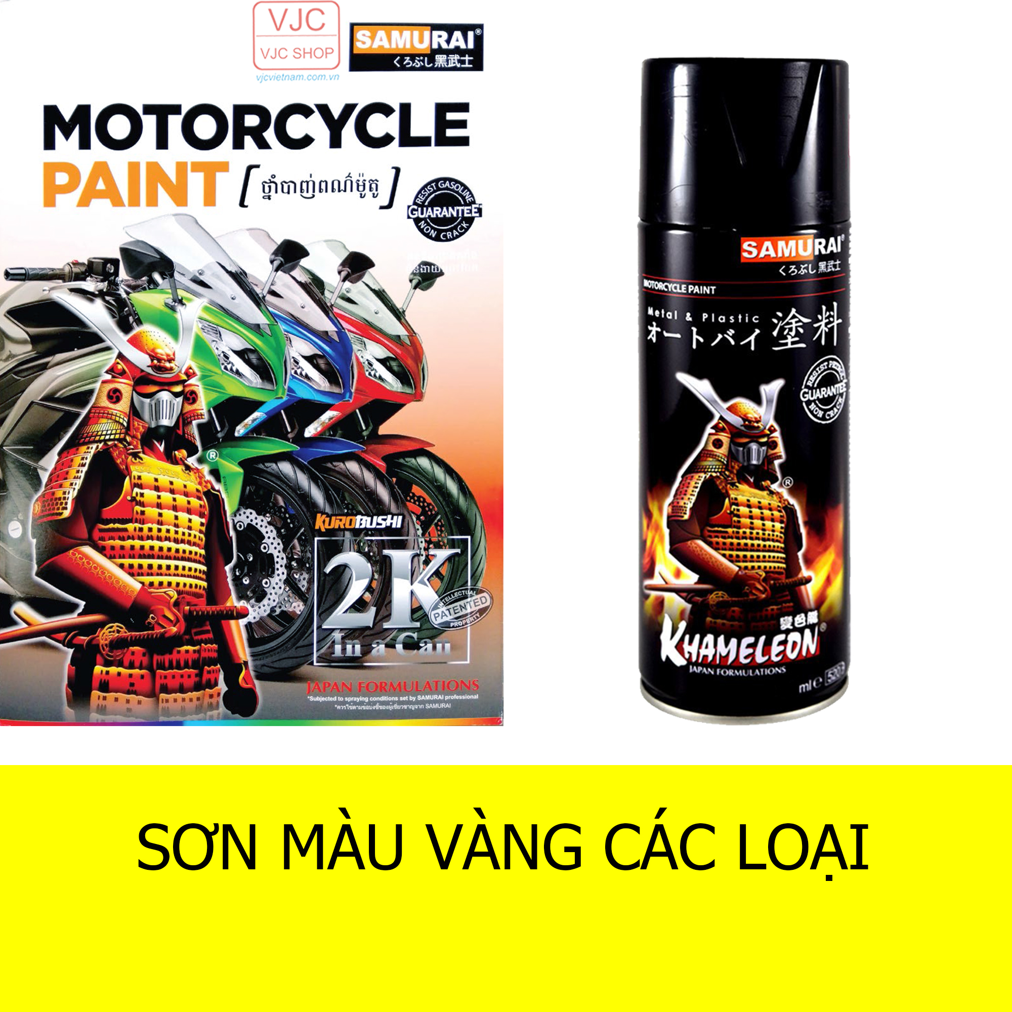 Chai sơn xịt sơn xe máy Samurai MÀU VÀNG CROM Mã 108
