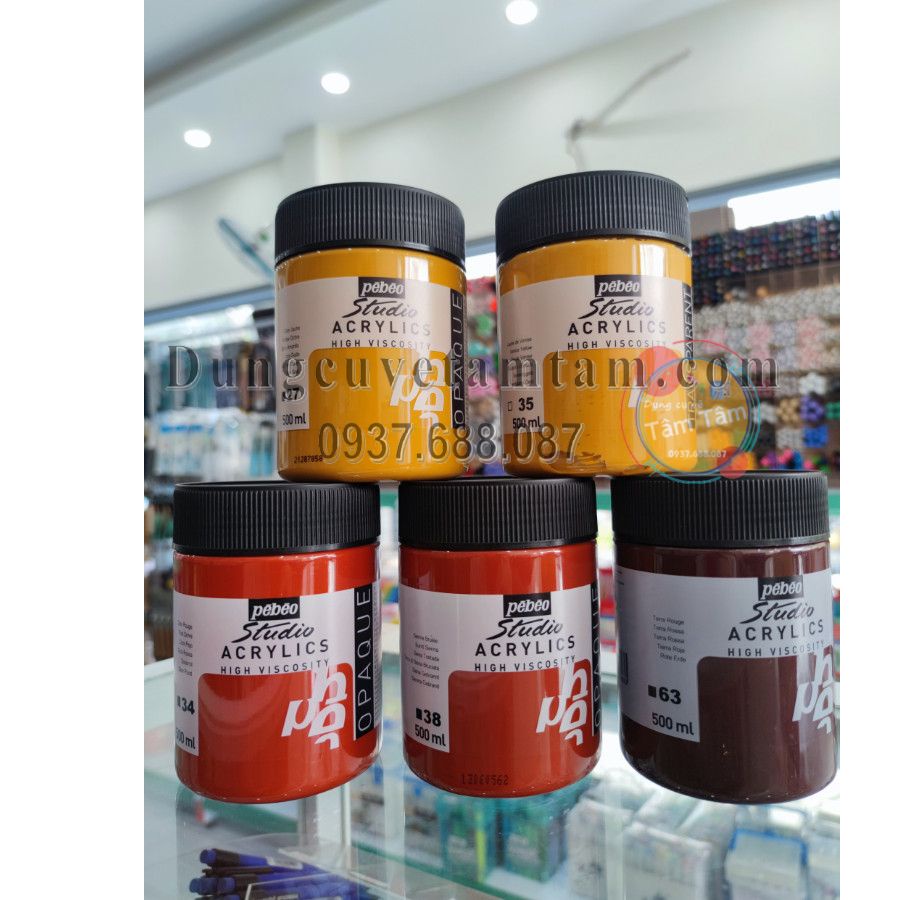 -Màu acrylic Pebeo 500ml, studio acrylics Pebeo 500ml