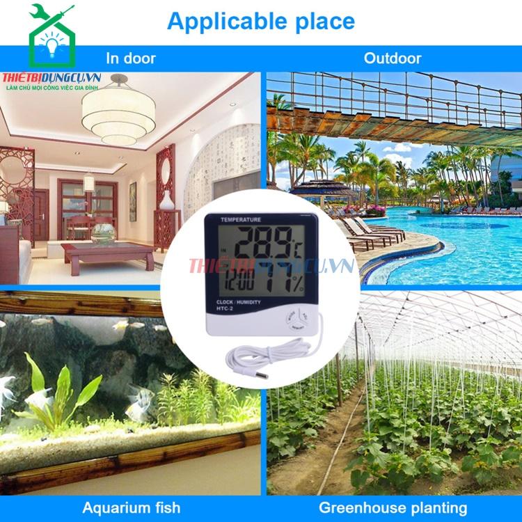 Đồng hồ đo nhiệt độ và độ ẩm 3 chức năng HTC-2