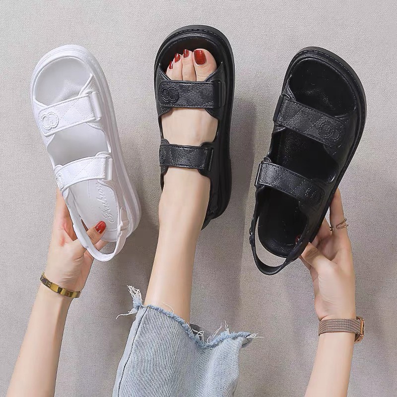 SANDAL NỮ CAO SU NON  SIÊU MỀM 2 MÀU ĐEN TRẮNG