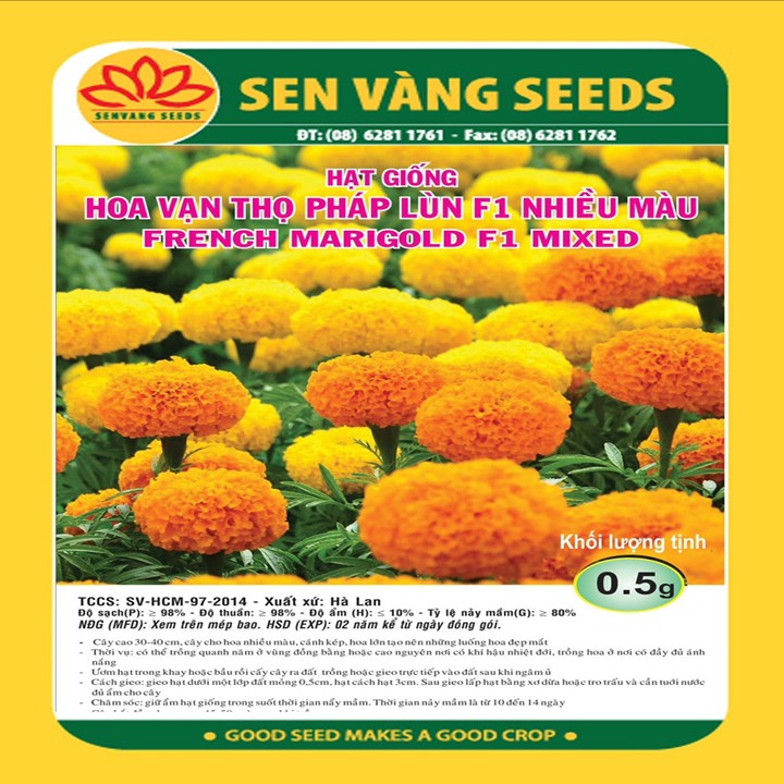 [HCM]HẠT GIỐNG HOA VẠN THỌ PHÁP LÙN F1 NHIỀU MÀU 0.1gr