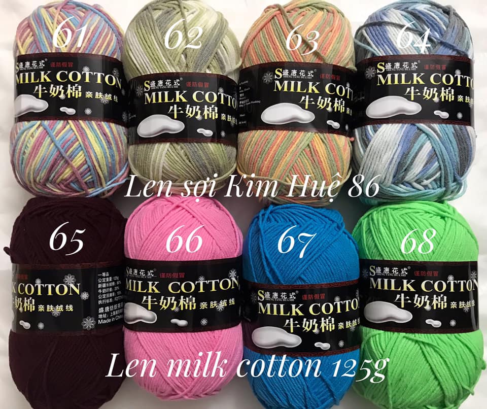 Len milk cotton loại 1 cuộn 125gr ( từ màu 46 đến màu 78)