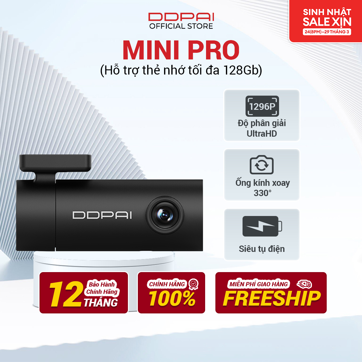 DDPAI Dashcam mini 1080P ,camera hành trình ô tô