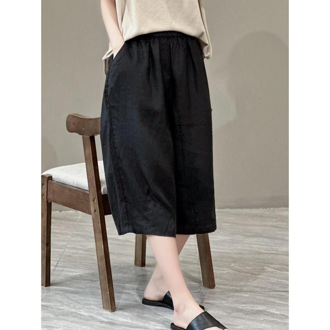 LUCKIN STORE Shorts for women Women's Cotton Short Wide Leg Pants 2025 Summer Loose High Waist Thin Casual Short Pants