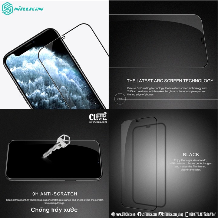 KÍNH CƯỜNG LỰC IPHONE 12 MINI - 12 - 12 PRO - 12 PRO MAX NILLKIN CP+PRO 2.5D CHÍNH HÃNG