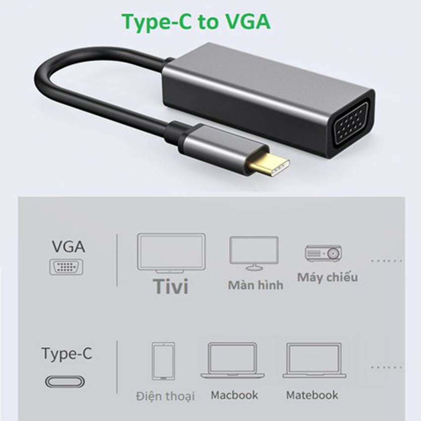 Cáp chuyển đổi USB chuẩn USB3.1 Type-c sang VGA