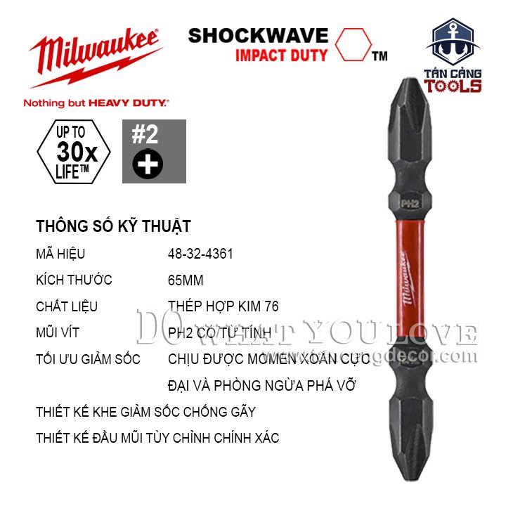 Mũi Bắt Vít Milwaukee PH2 65 mm 48 - 32 - 4361