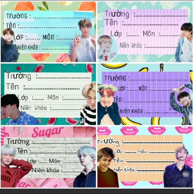 Nhãn vở blackpink bts bt21 exo wanna one twice momoland 10 chiếc có keo dán sẵn