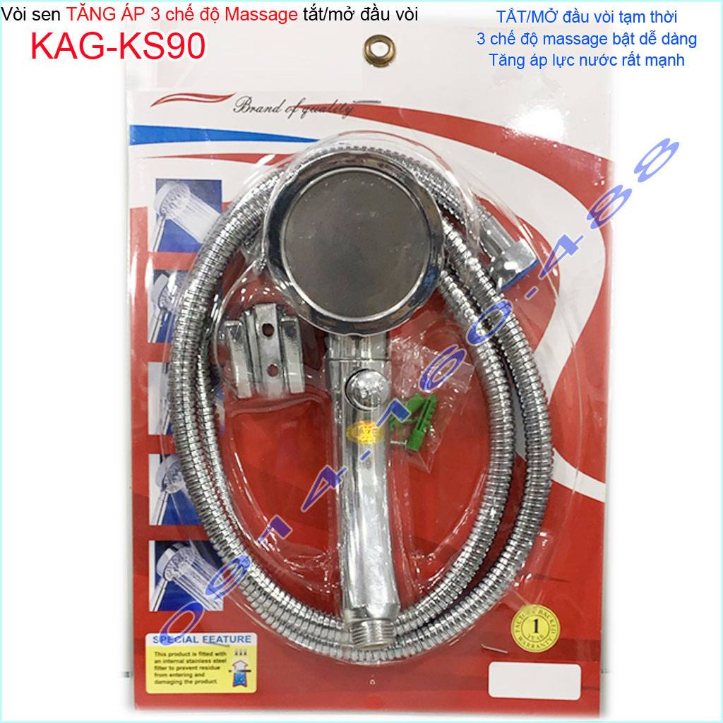 Bộ vòi tắm hoa sen tăng áp massage KAG-KS90, sales shower head bộ vòi sen tắm tia nước mạnh tăng áp siêu sảng khoái giá tốt