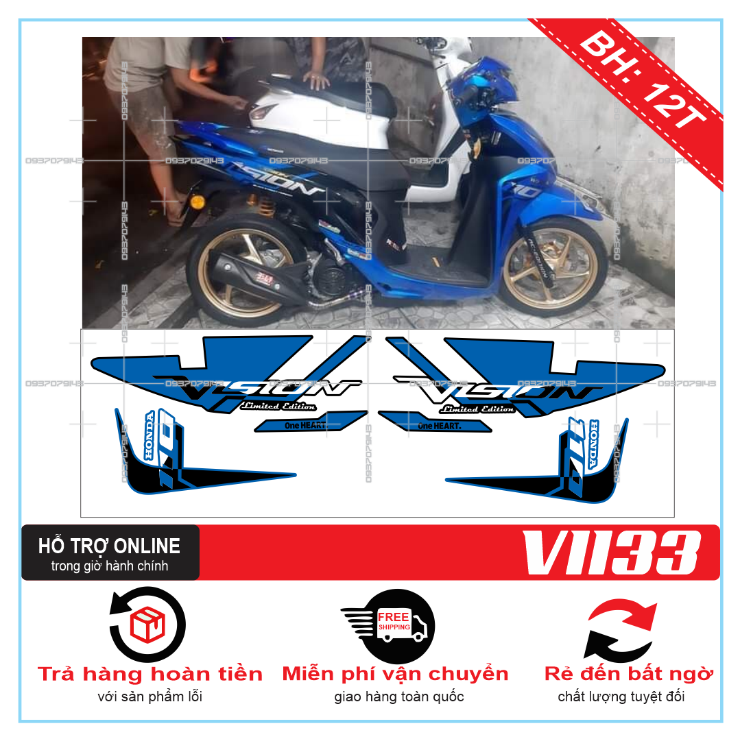TEM XE VISION 2016, TEM RỜI VISION 2016 XANH ĐEN