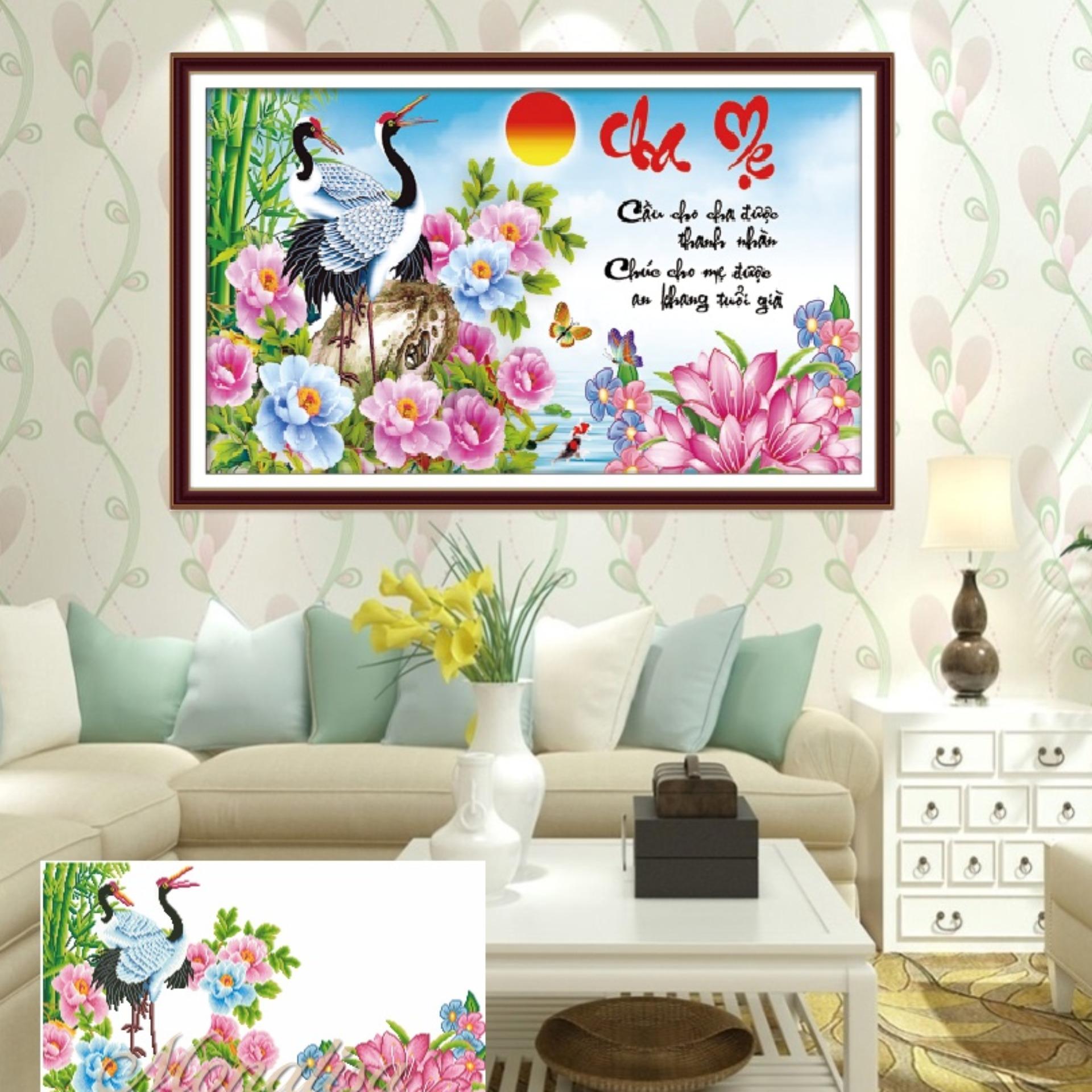 Tranh gắn đá cao cấp thư pháp cha mẹ y8148 - kt:100x60cm
