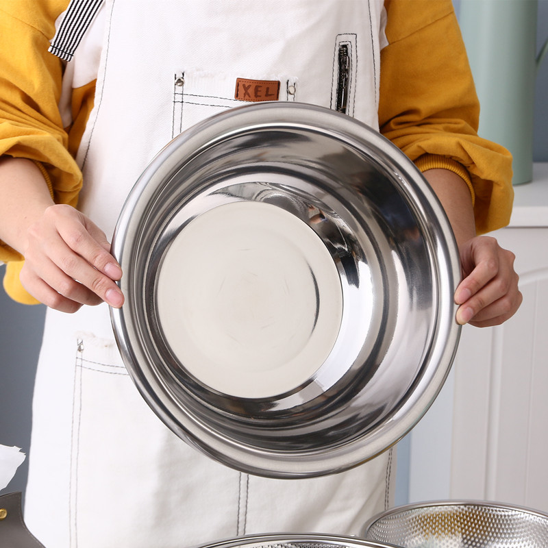 (Đủ Các Size) Thau Inox Đáy Sâu, Vành Dày. Độ Hoàn Thiện Cao . Inox Cao Cấp 100% - Bóng - Đẹp