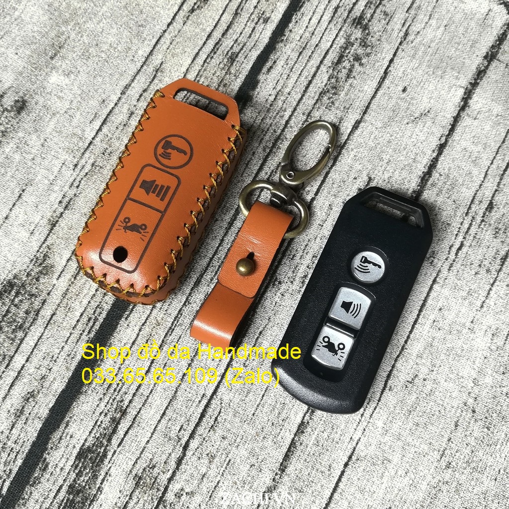 [Giá xưởng] Bao da chìa khóa xe Honda SH, SH mode, PCX bằng da thật, kèm tặng móc khóa, khắc tên miễn phí