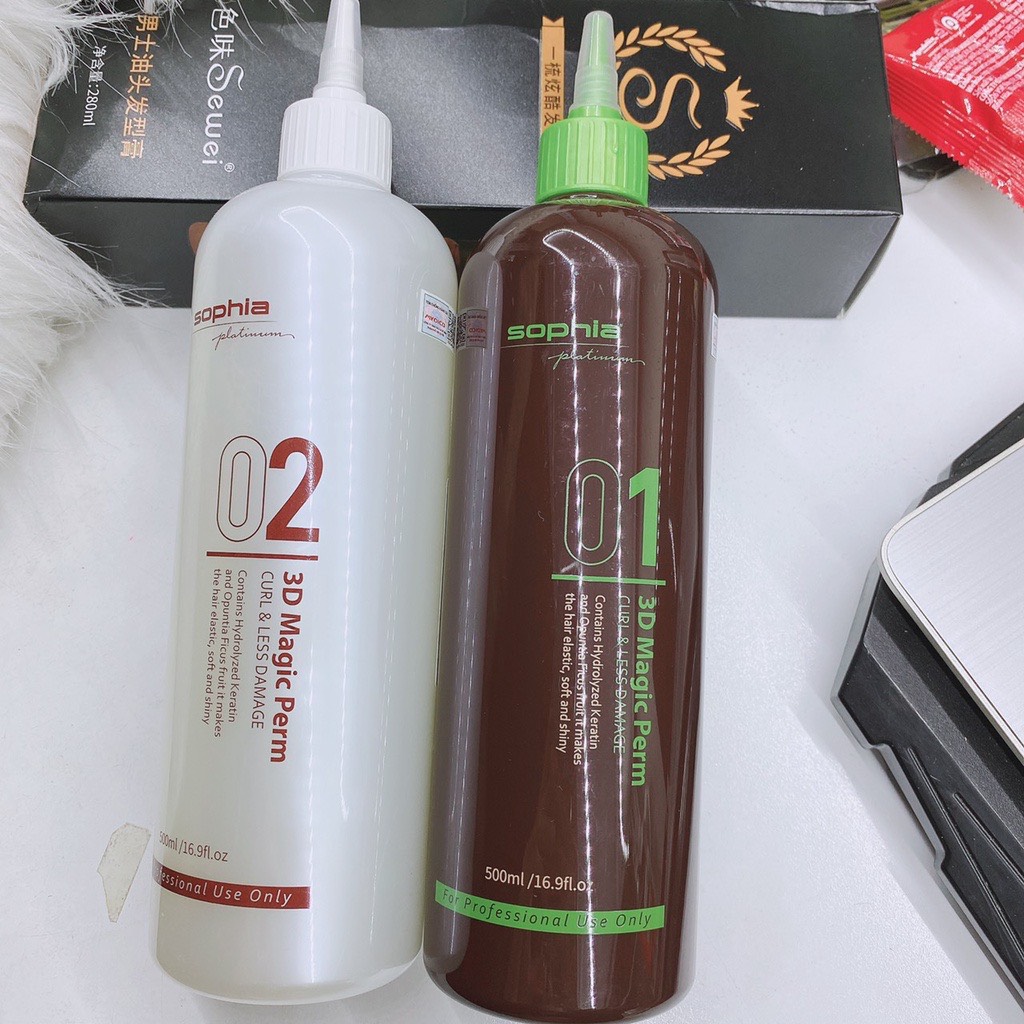 Cặp Thuốc uốn tóc đa năng UỐN THẦN KỲ 3D MAGIC PERM SOPHIA PLATINUM 500ML*2