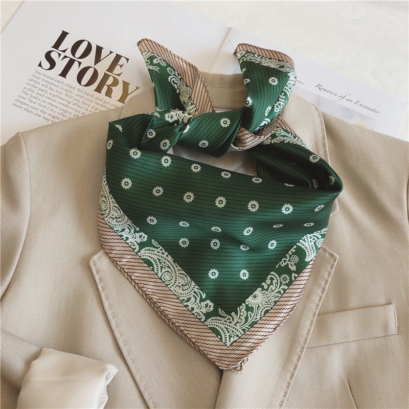 [HCM]Khăn turban lụa vuông cột cổ áo thanh lịch size 58x58cm