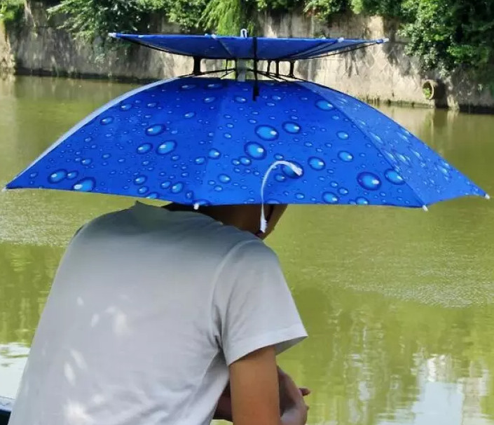 Ô dù chống gió và mưa đôi, dù che đầu, mũ che nắng trên cao, câu cá che nắng ngoài trời