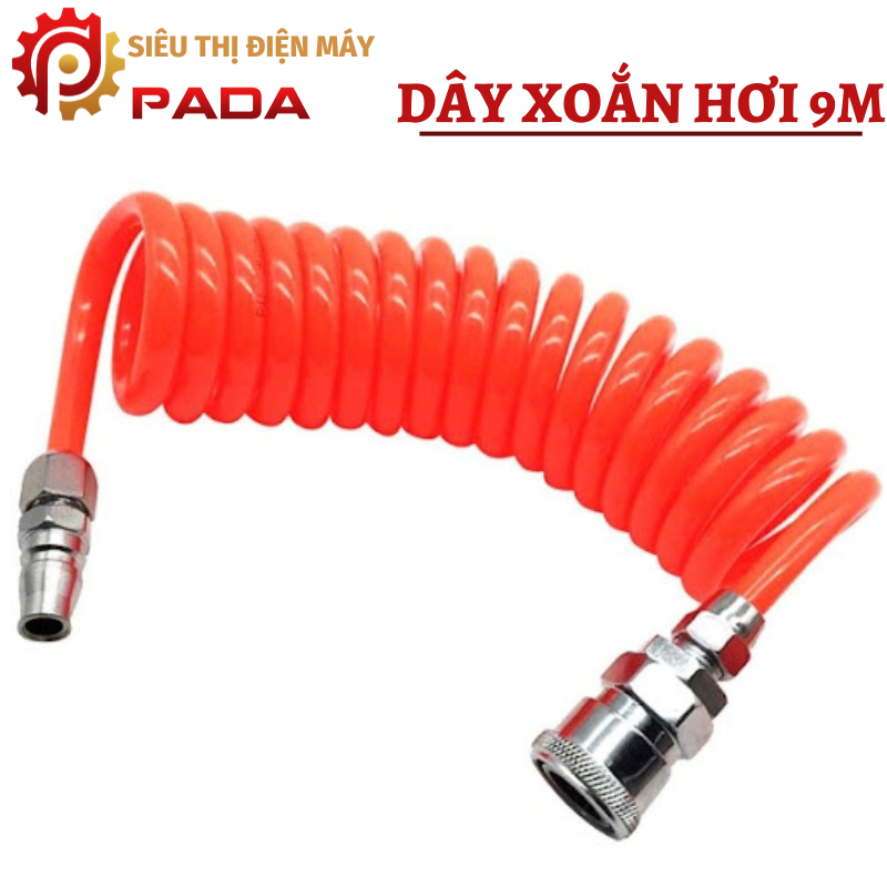 Dây Hơi 9m Cho Máy Nén Khí Hai-Đầu Cút Nối Nhanh
