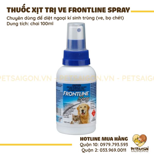 XỊT TRỊ VE FRONTLINE SPRAY CHO CHÓ MÈO 100ML