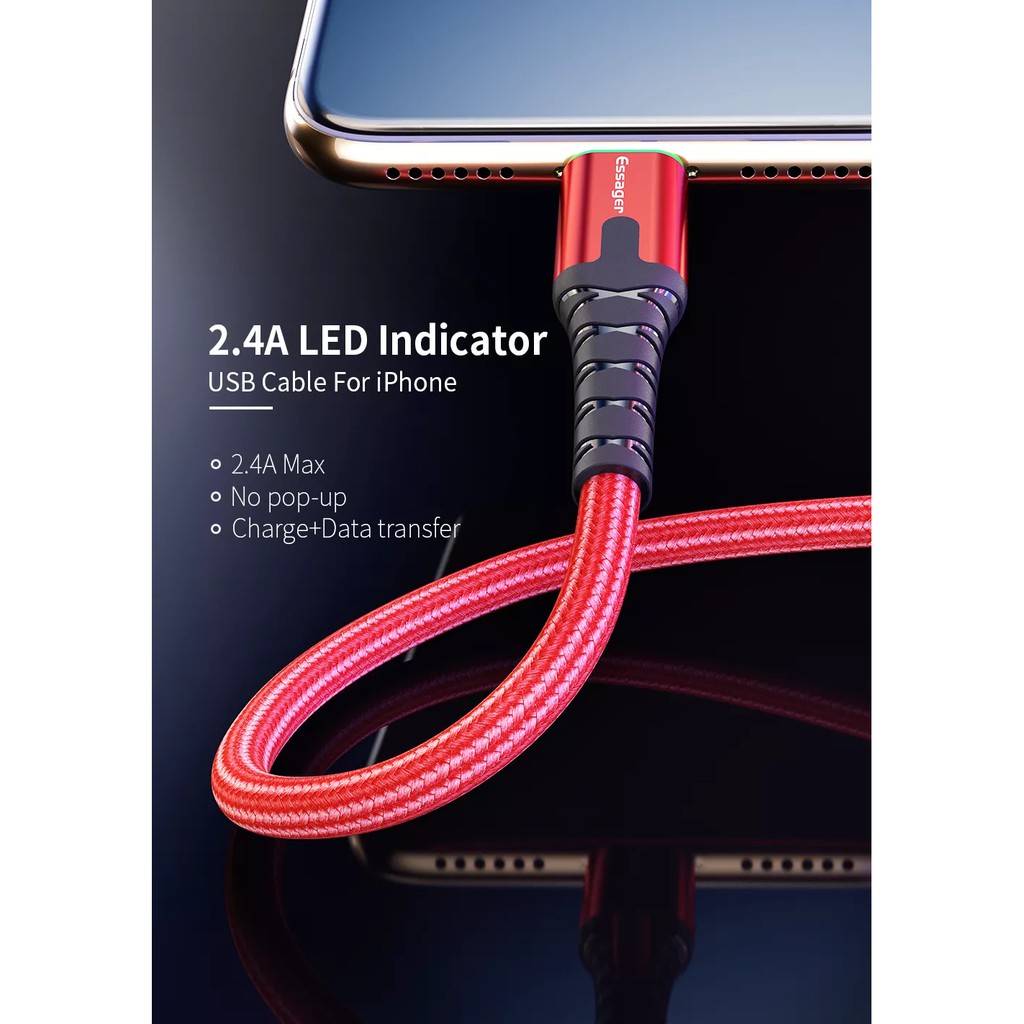 Cáp Sạc Nhanh Iphone Essager Ligning Bọc Nilon Chống Đứt