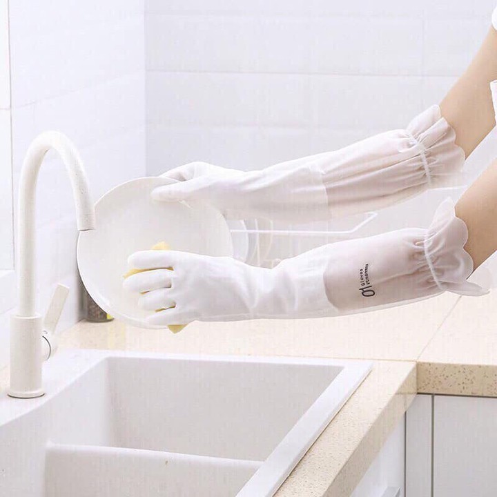 Bộ 2 đôi gang tay rửa bát lót nỉ (Đỏ)