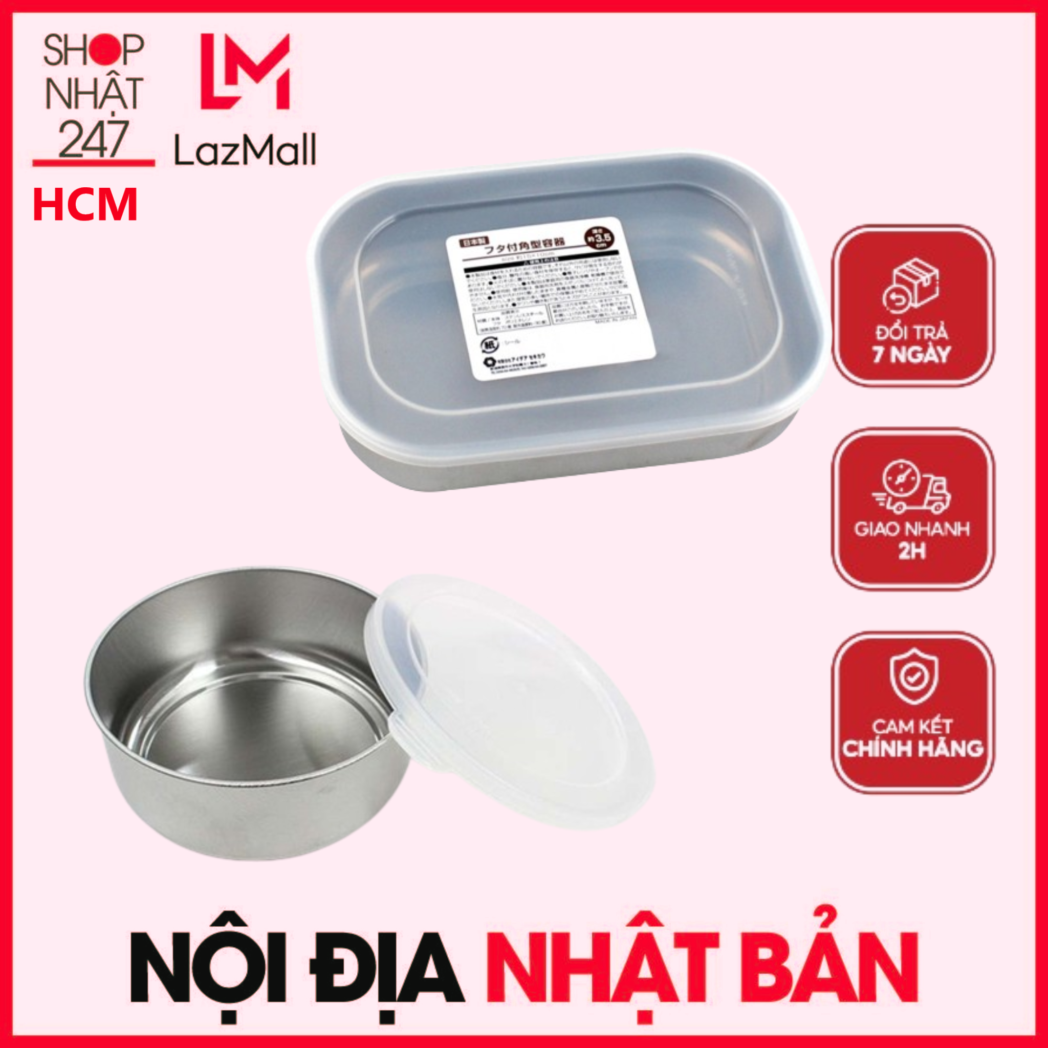 Hộp inox đựng thực phẩm Echo có nắp đậy nội địa Nhật Bản