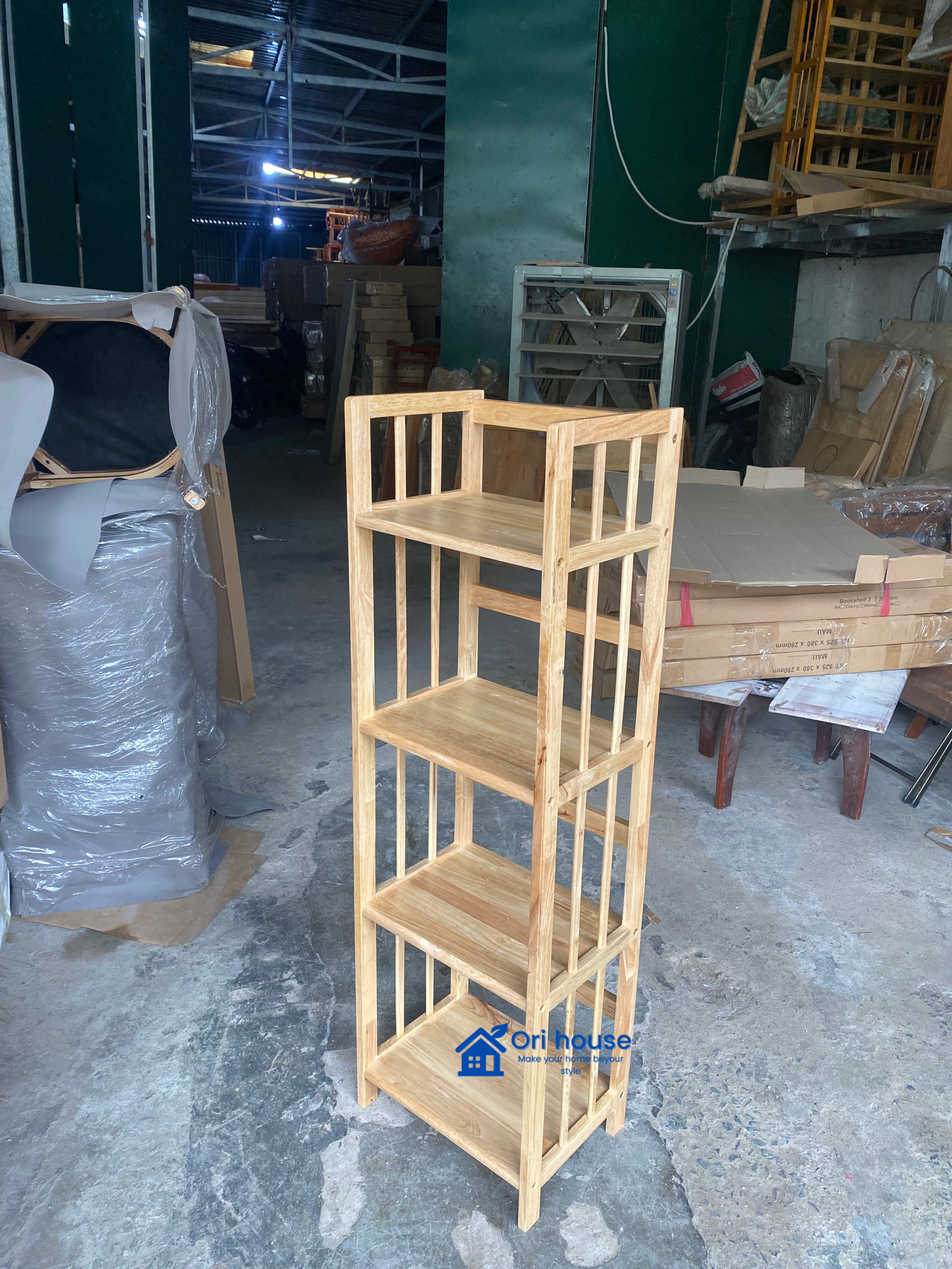 [HCM]Kệ sách 4 tầng 40cm gỗ cao su hàng lắp ráp