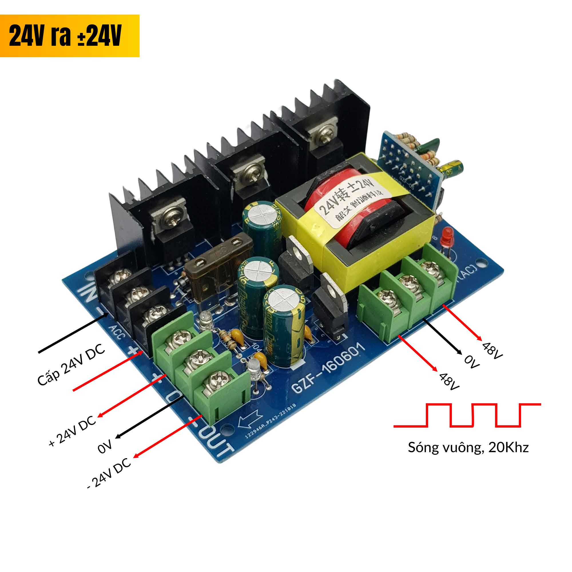 Module chuyển đổi 12VDC-24VDC ra nguồn đôi 12V-24V